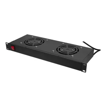 LogiLink FAU102B unidade de ventilação de 19″, 2 ventoinhas, com interruptor, 1U, preta