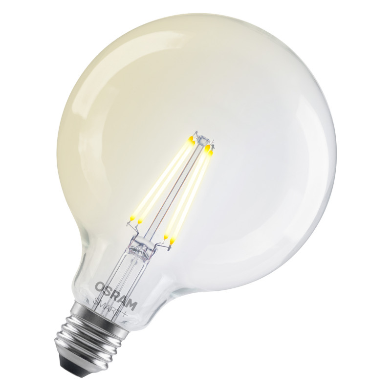 Osram SMART+ MATTER Filament Dimmable Classic Globe 827 lâmpada inteligente de filamento, E27, 6 W, branco quente, Wi-Fi