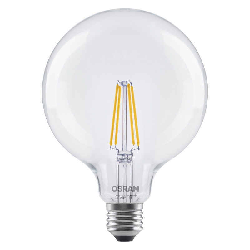 Osram SMART+ MATTER Filament Dimmable Classic Globe 827 lâmpada inteligente de filamento, E27, 6 W, branco quente, Wi-Fi