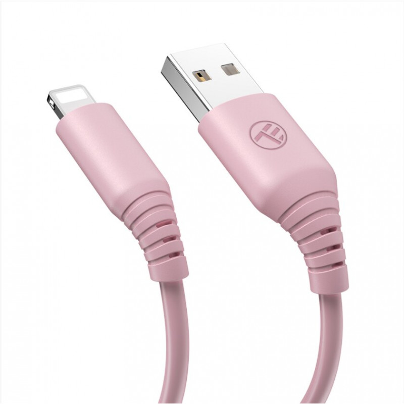 Tellur cabo de silicone USB para Lightning, 3 A, 1 m, rosa
