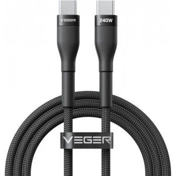 Veger CC03 cabo USB-C para USB-C, PD 48 V 5 A 240 W, 1,5 m, preto