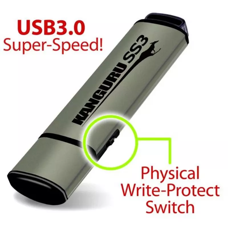 Kanguru SS3 KF3WP-128G pen USB 3.0, 128 GB, com proteção física contra escrita