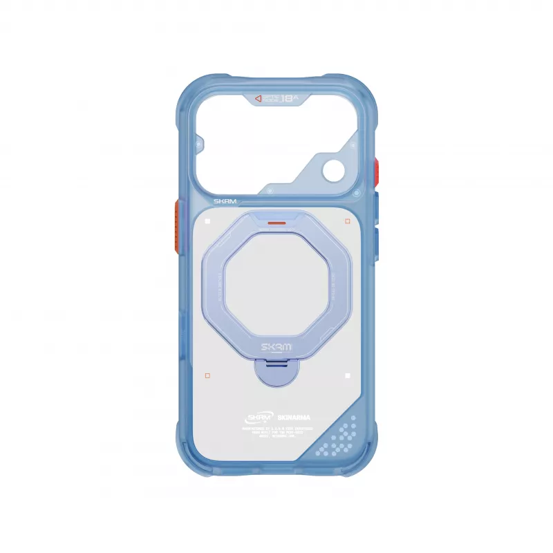 Skinarma Saturn Skin000483 capa com MagSafe e RotatingKick Stand para iPhone 18 Pro / 17 Pro, azul