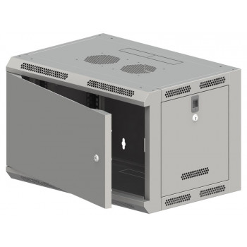 Alantec SW-6U-600-500-N-DMJ-OP-RP-B-S armário de parede 19 polegadas 6U 600x500, não dividido, porta metálica de folha única, cinzento, desmontado