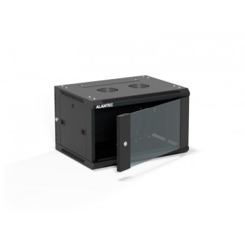 Alantec SW-6U-600-450-01-CA armário rack de parede 19 polegadas, 6U, 600x450, porta de vidro, preto