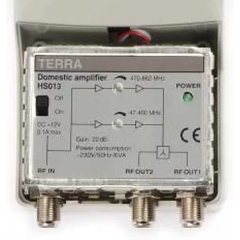 Terra HS-013 amplificador VHF/UHF, 1 entrada / 2 saídas, 12 V