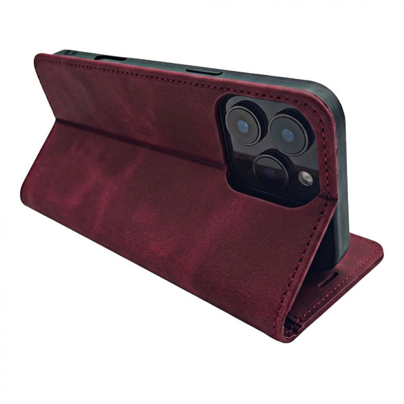 TFO Smart Suede capa para iPhone 17 Pro 6,3 / iPhone 18 Pro 6,3, bordô