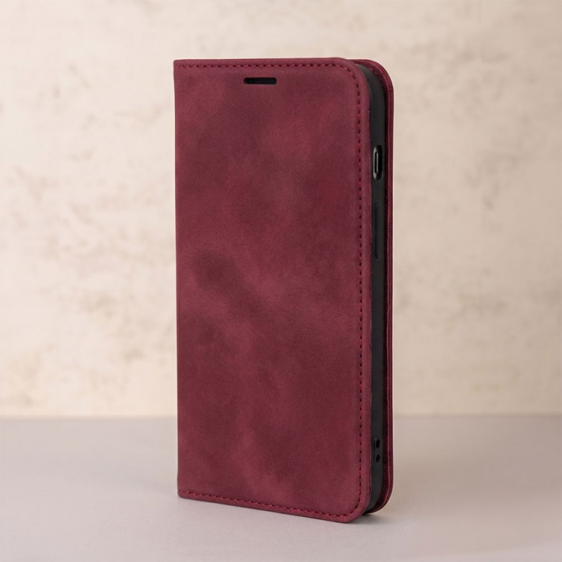TFO Smart Suede capa para iPhone 17 Pro Max 6,9 / iPhone 18 Pro Max 6,9, bordô