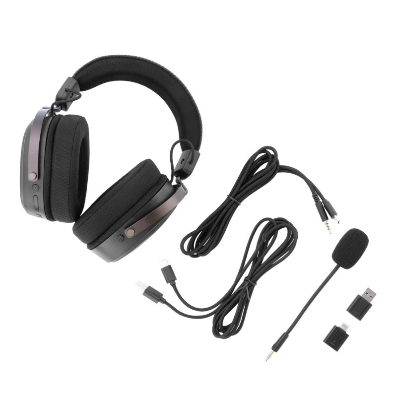 Headset gaming sem fios over-ear Redragon FURY WRS H831, preto