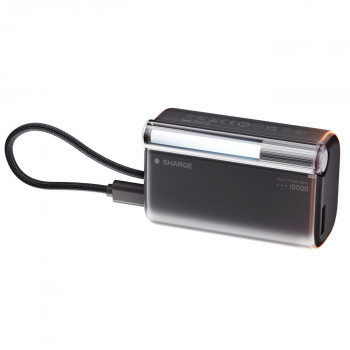 SHARGE Flow 3 bateria externa, 10 000 mAh, 45 W PD, cabo USB-C, preta