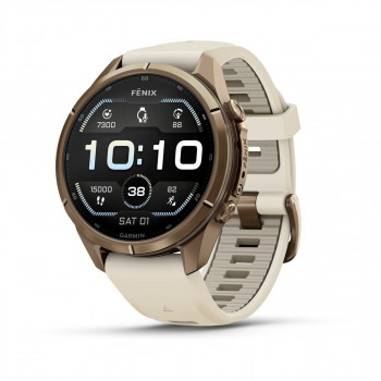 Garmin Fenix 9 Pro 010-04335-26 smartwatch, 43 mm, titânio Autumn Gold, bracelete de silicone creme/cinzento francês