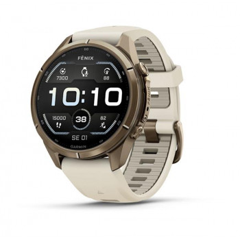 Garmin Fenix 9 Pro 010-04335-26 smartwatch, 43 mm, titânio Autumn Gold, bracelete de silicone creme/cinzento francês