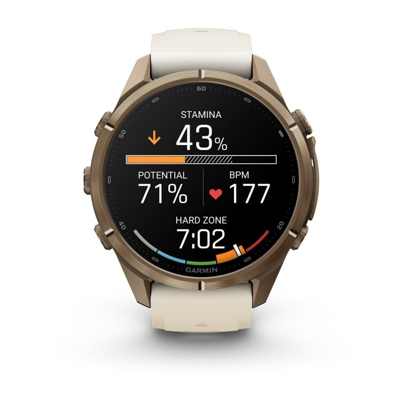 Garmin Fenix 9 Pro 010-04335-26 smartwatch, 43 mm, titânio Autumn Gold, bracelete de silicone creme/cinzento francês