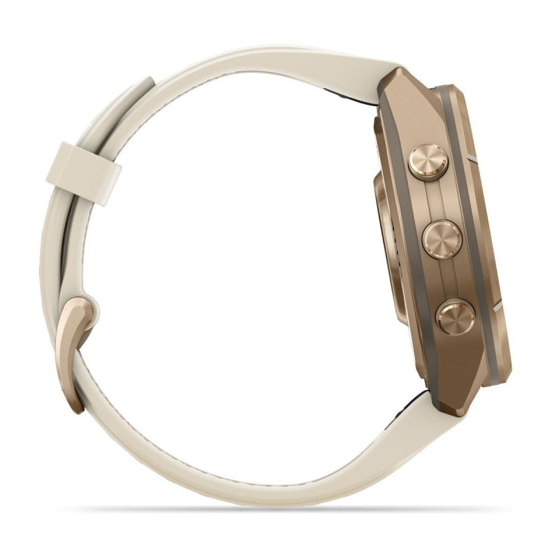 Garmin Fenix 9 Pro 010-04335-26 smartwatch, 43 mm, titânio Autumn Gold, bracelete de silicone creme/cinzento francês