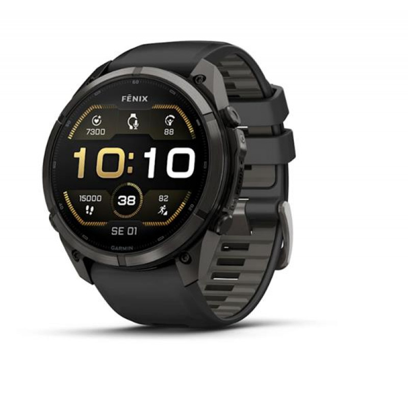 Garmin Fenix 9 Pro 010-04337-16 smartwatch, 51 mm, titânio DLC Carbon Gray, bracelete de silicone preta/Pebble Grey