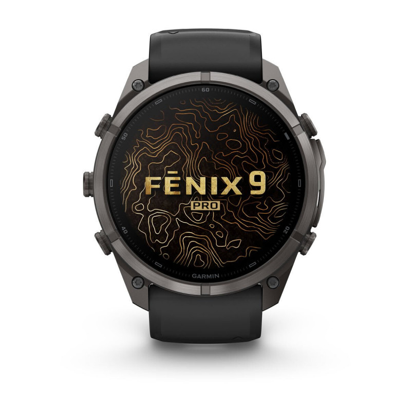 Garmin Fenix 9 Pro 010-04337-16 smartwatch, 51 mm, titânio DLC Carbon Gray, bracelete de silicone preta/Pebble Grey