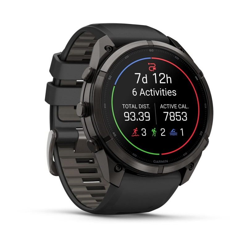 Garmin Fenix 9 Pro 010-04337-16 smartwatch, 51 mm, titânio DLC Carbon Gray, bracelete de silicone preta/Pebble Grey
