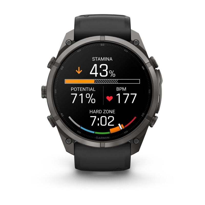 Garmin Fenix 9 Pro 010-04337-16 smartwatch, 51 mm, titânio DLC Carbon Gray, bracelete de silicone preta/Pebble Grey