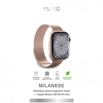 Puro Milanese PUMILAW40ROSE bracelete de aço inoxidável para Apple Watch 38/40/41 mm, rosa