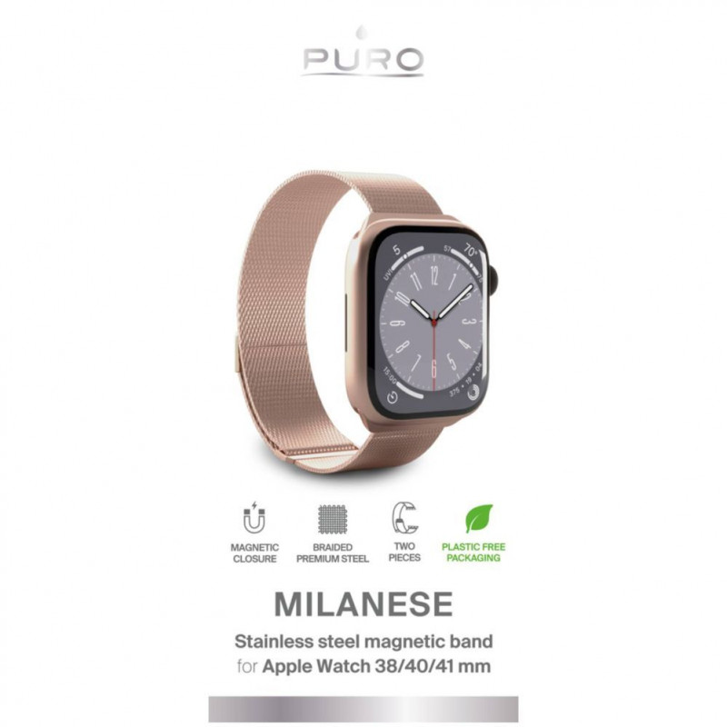 Puro Milanese PUMILAW40ROSE bracelete de aço inoxidável para Apple Watch 38/40/41 mm, rosa