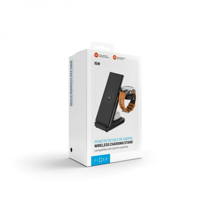 Fixed Powerstation for Garmin carregador sem fios 3 em 1, Qi, 18 W, preto