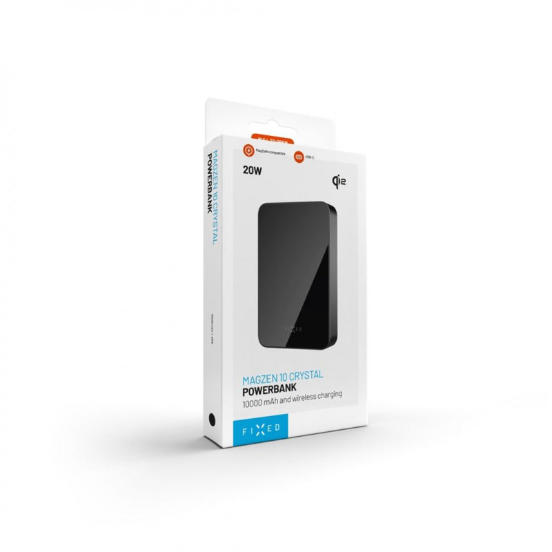 Fixed MagZen 10 Crystal bateria externa, Qi2, 10000 mAh, preta