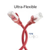 ACT FC2552 cabo de rede CAT6A S/FTP ultraflexível, 0,25 m, TPE, RJ45, com proteção anti-enganche, vermelho
