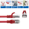 ACT FC2552 cabo de rede CAT6A S/FTP ultraflexível, 0,25 m, TPE, RJ45, com proteção anti-enganche, vermelho