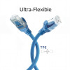 ACT FC1600 cabo de ligação CAT6A U/UTP ultraflexível com fichas RJ45, 0,5 m, TPE, com proteção contra enganchamento, azul
