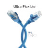 ACT FC1652 cabo de ligação CAT6A U/UTP ultraflexível com fichas RJ45, 0,25 m, TPE, com proteção contra enganchamento, azul