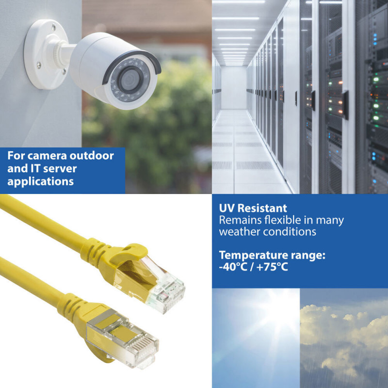 ACT FC1801 cabo de rede U/UTP CAT6A em TPE ultraflexível com fichas RJ45, 1 m, amarelo