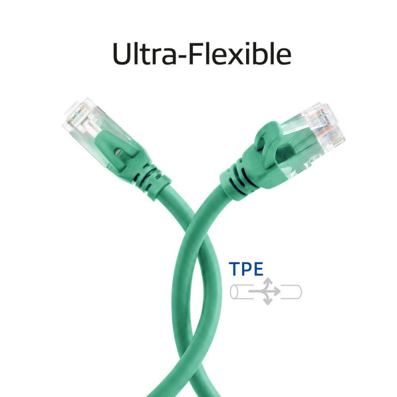ACT FC1700 cabo patch U/UTP CAT6A, TPE, ultraflexível, RJ45, 0,5 m, verde