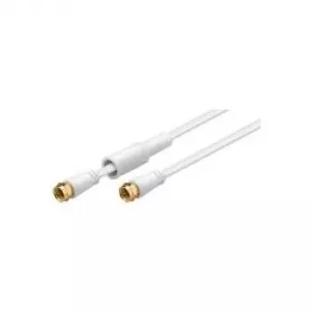 Wentronic 67298 SAT ficha F para ficha F, macho/macho, banhado a ouro, branco