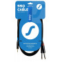 SSQ MIJM3 SS-1815 cabo de áudio, jack estéreo de 3,5 mm – 2x jack mono de 6,3 mm, 3 m, preto