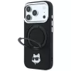 Karl Lagerfeld KF003216 Ring Stand 360 Choupette Head Pin MagSafe capa para iPhone 18 Pro Max / 17 Pro Max, preta