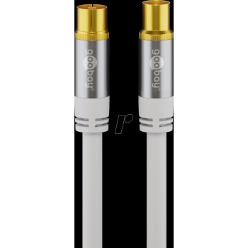 Goobay cabo de antena de TV, 135 dB (típ.), 4x blindado, 5 m, branco, dourado