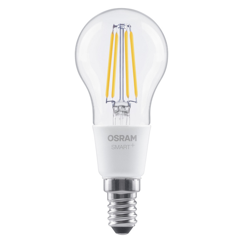 Osram SMART+ Matter Filament Classic P40 827 lâmpada inteligente, regulável, E14, 4 W, branco quente, Wi-Fi