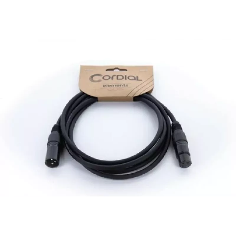 Cordial EM 5 FM cabo de ligação XLR, XLR fêmea de 3 pinos – XLR macho de 3 pinos, preto