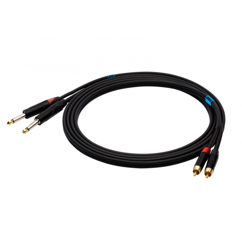 SSQ RCAJM1 SS-1427 cabo de áudio, 2x RCA – 2x jack mono de 6,3 mm, 1 m, preto