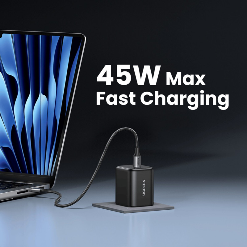 Ugreen X526 carregador 45 W, 2 x USB-C, GaN, preto