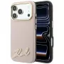 Karl Lagerfeld Grained with Resin Signature Logo capa com MagSafe para iPhone 18 Pro Max / 17 Pro Max, rosa
