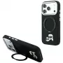 Karl Lagerfeld Ring Stand 360 Karl & Choupette Heads Pin capa com MagSafe para iPhone 18 Pro / 17 Pro, preta