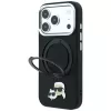 Karl Lagerfeld Ring Stand 360 Karl & Choupette Heads Pin capa com MagSafe para iPhone 18 Pro / 17 Pro, preta