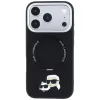 Karl Lagerfeld Ring Stand 360 Karl & Choupette Heads Pin capa com MagSafe para iPhone 18 Pro / 17 Pro, preta