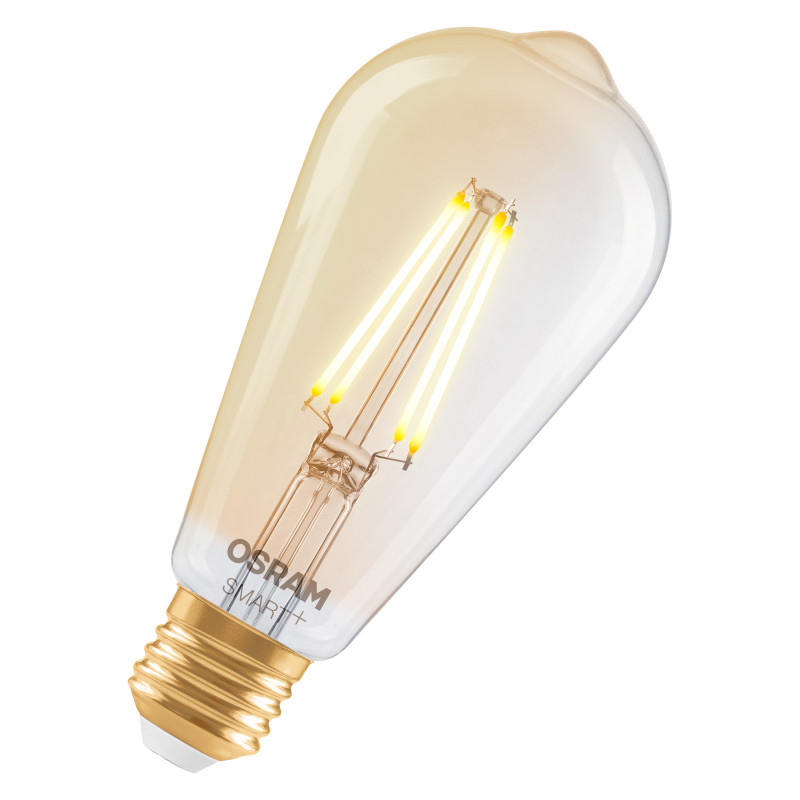 Osram SMART+ MATTER Filament Dimmable Classic Edison 53 824 lâmpada inteligente, dourada, E27, 6 W, branco quente, Wi-Fi