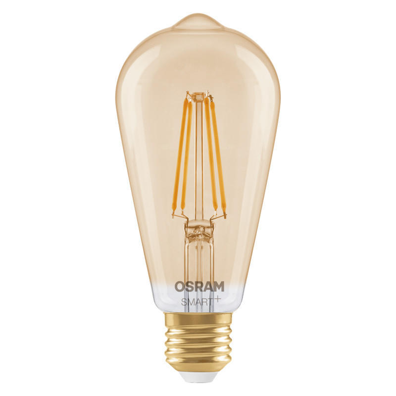 Osram SMART+ MATTER Filament Dimmable Classic Edison 53 824 lâmpada inteligente, dourada, E27, 6 W, branco quente, Wi-Fi