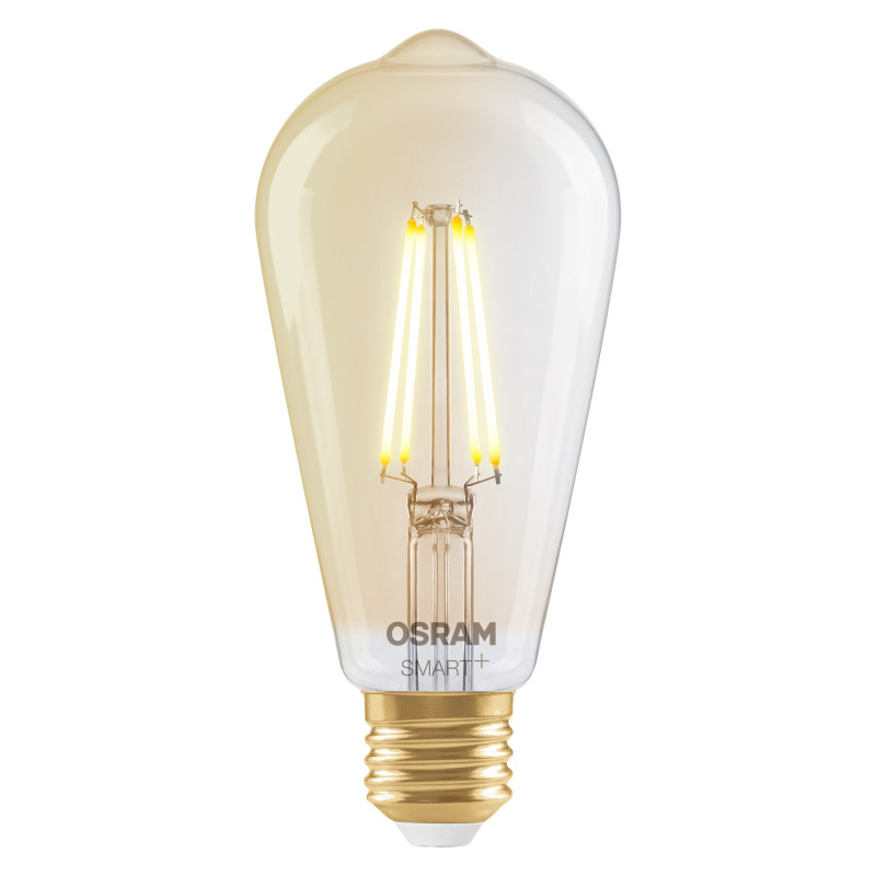 Osram SMART+ MATTER Filament Dimmable Classic Edison 53 824 lâmpada inteligente, dourada, E27, 6 W, branco quente, Wi-Fi