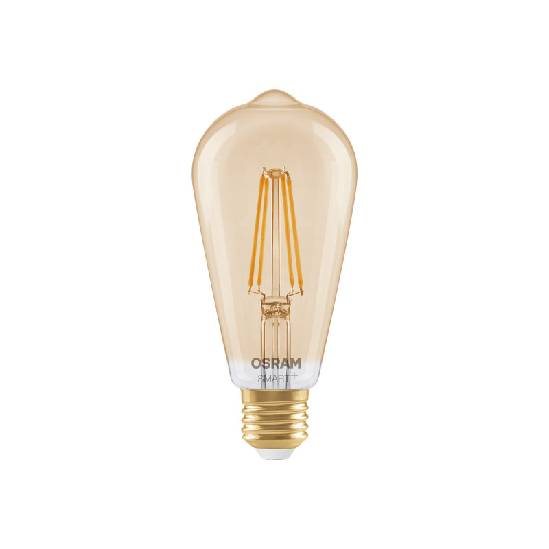 Osram SMART+ MATTER Filament Dimmable Classic Edison 53 824 lâmpada inteligente, dourada, E27, 6 W, branco quente, Wi-Fi