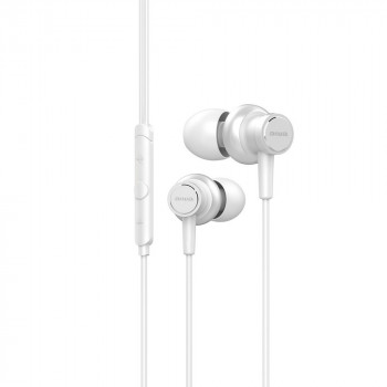 Aiwa ESTM-500W auriculares intra-auriculares com fio e microfone, ficha de 3,5 mm, brancos