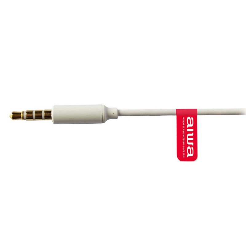 Aiwa ESTM-500W auriculares intra-auriculares com fio e microfone, ficha de 3,5 mm, brancos